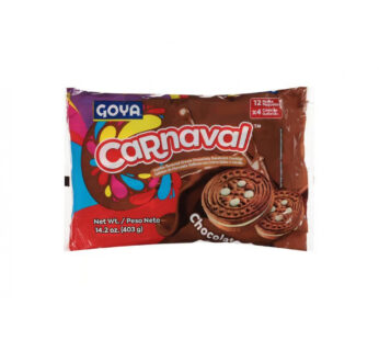Galletas GOYA CARNAVAL chocolate 403g (12u, rellena con crema vainilla)